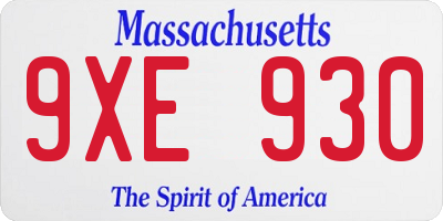 MA license plate 9XE930