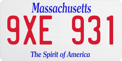 MA license plate 9XE931