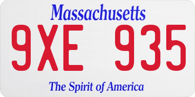 MA license plate 9XE935