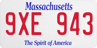 MA license plate 9XE943