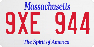 MA license plate 9XE944