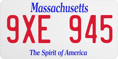 MA license plate 9XE945