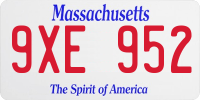 MA license plate 9XE952