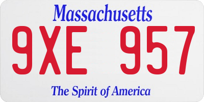 MA license plate 9XE957