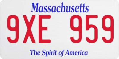 MA license plate 9XE959