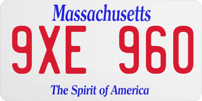 MA license plate 9XE960