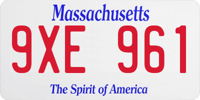 MA license plate 9XE961
