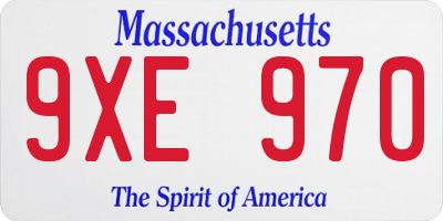 MA license plate 9XE970