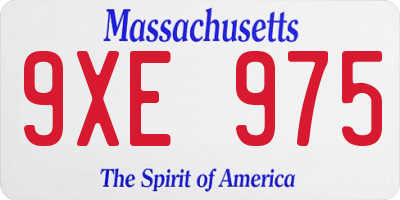 MA license plate 9XE975