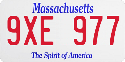 MA license plate 9XE977