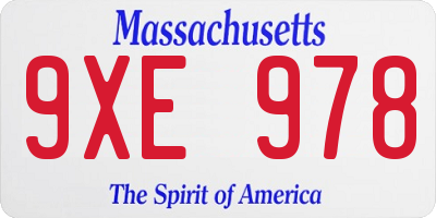 MA license plate 9XE978