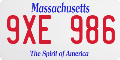 MA license plate 9XE986