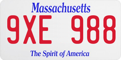 MA license plate 9XE988