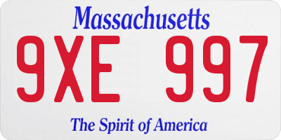 MA license plate 9XE997