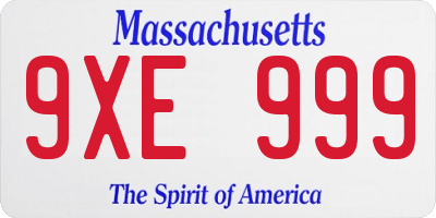 MA license plate 9XE999
