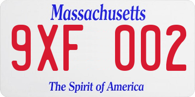 MA license plate 9XF002