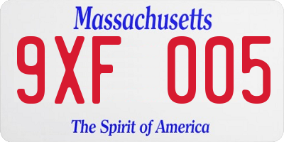 MA license plate 9XF005