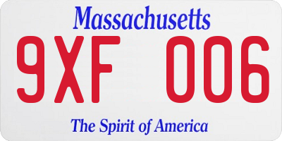 MA license plate 9XF006