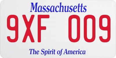MA license plate 9XF009