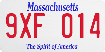 MA license plate 9XF014