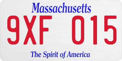 MA license plate 9XF015