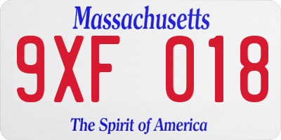 MA license plate 9XF018