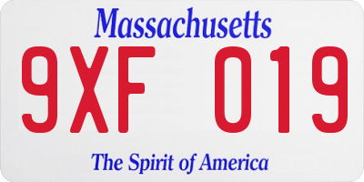 MA license plate 9XF019