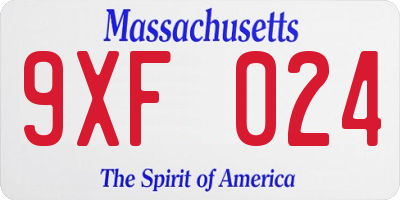 MA license plate 9XF024