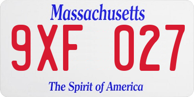 MA license plate 9XF027
