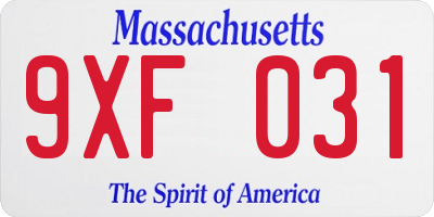 MA license plate 9XF031