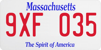 MA license plate 9XF035