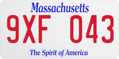 MA license plate 9XF043