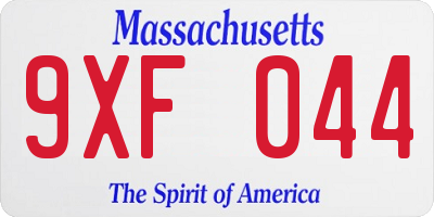 MA license plate 9XF044