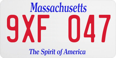 MA license plate 9XF047