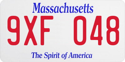 MA license plate 9XF048