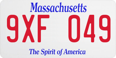 MA license plate 9XF049