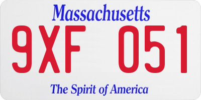 MA license plate 9XF051