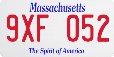 MA license plate 9XF052