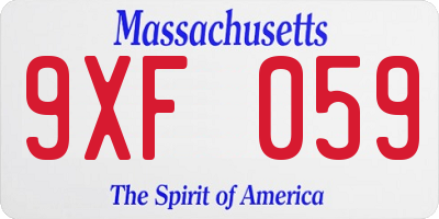 MA license plate 9XF059