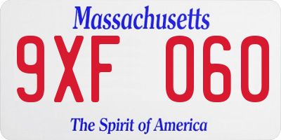 MA license plate 9XF060