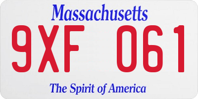 MA license plate 9XF061