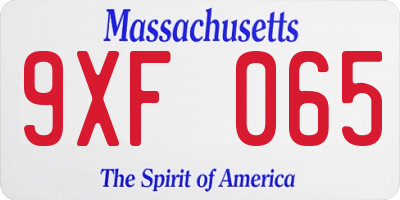 MA license plate 9XF065