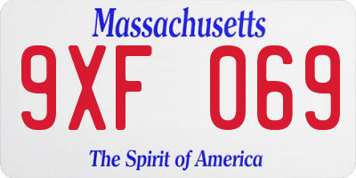 MA license plate 9XF069