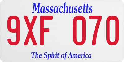 MA license plate 9XF070