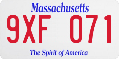 MA license plate 9XF071
