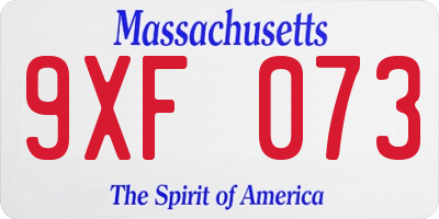 MA license plate 9XF073