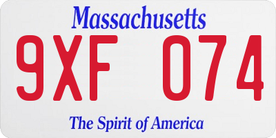 MA license plate 9XF074