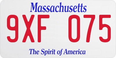 MA license plate 9XF075