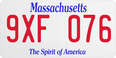 MA license plate 9XF076