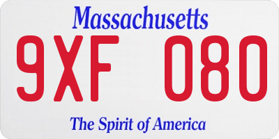 MA license plate 9XF080